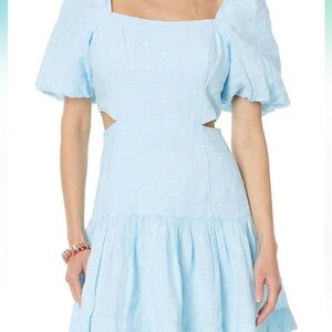 Lilly Pulitzer Blue and White Ruffled Cut Out Sundress